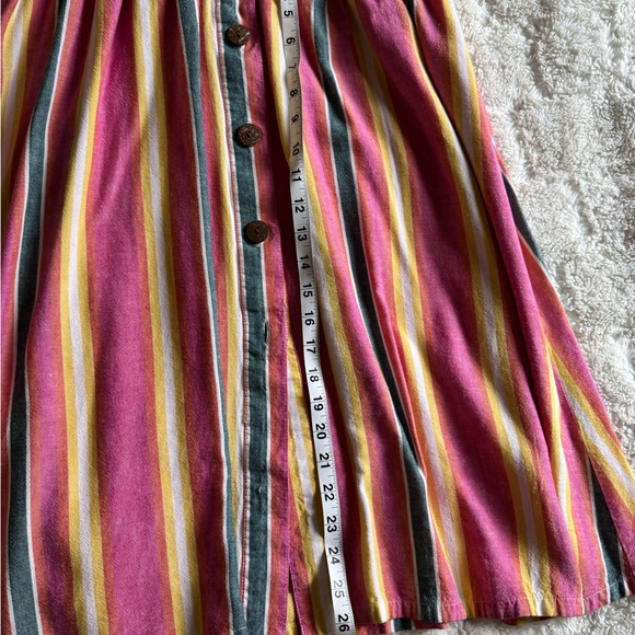BCBG Striped Pink Button-Down Midi Cotton Skirt - Picture 5 of 5